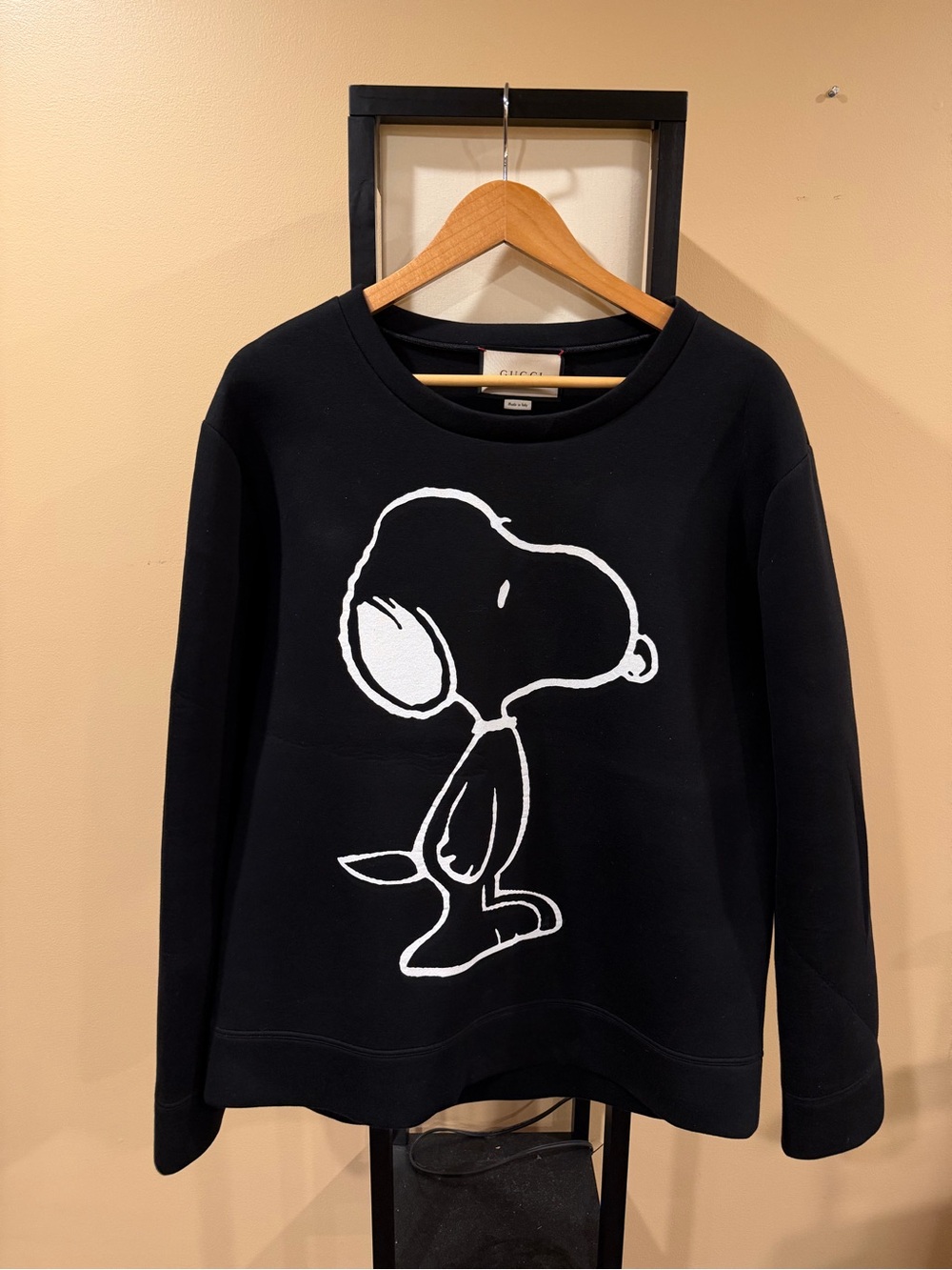 Gucci 2016 Snoopy Peanut / Tiger Embroidery Black Crewneck Sweatshirt
